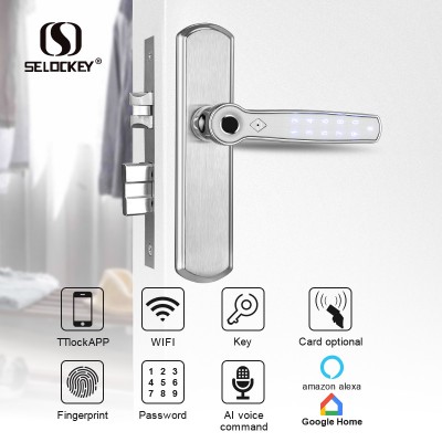 China suppliers outdoor electric bluetooth fingerprint auto lock gate Zinc Alloy handle intelligent lock body