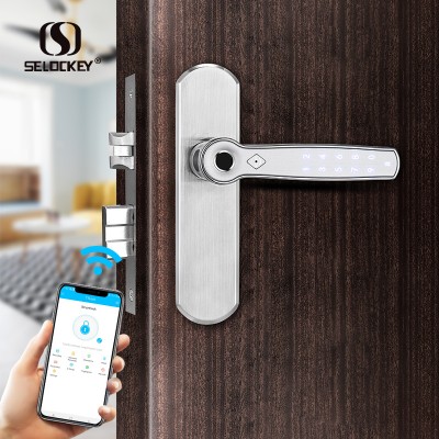 Home hotel room security bluetooth wifi smart fingerprint digital locker door lock for wooden Aluminum door